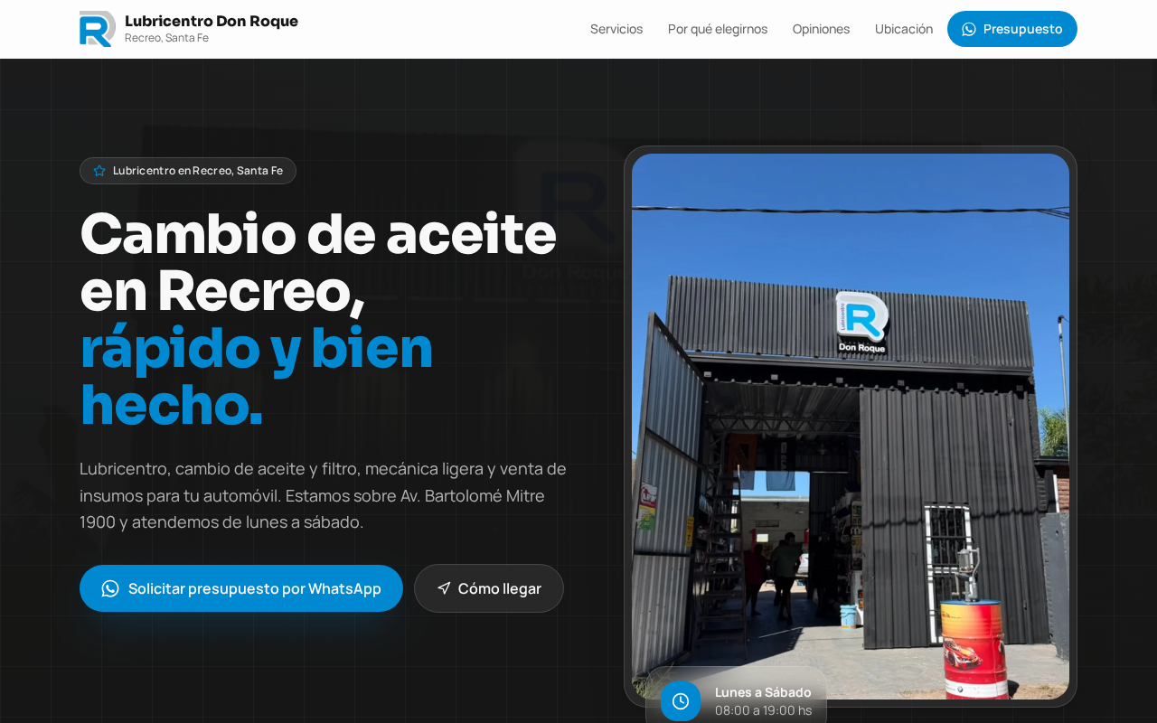 Vista del proyecto Lubricentro Don Roque